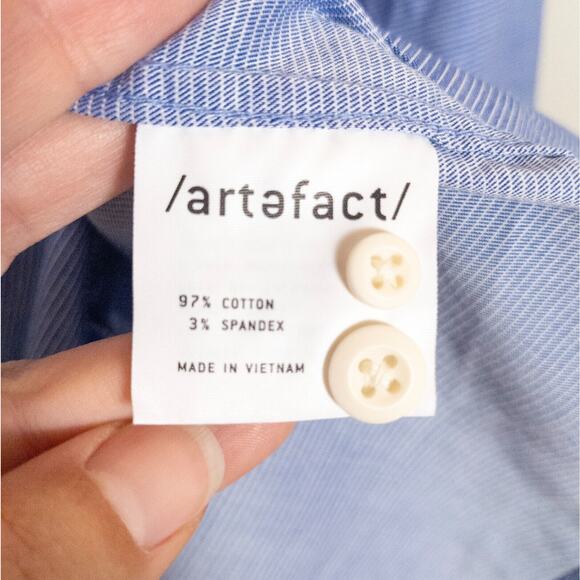 ARTEFACT Stockholm Stretch Poplin Shirt in Blue Stripe Men's Regular Fit Small - Picture 6 of 7